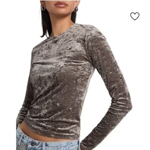FrameVelvet Long Sleeve Top in Brown. With a zippered Back.